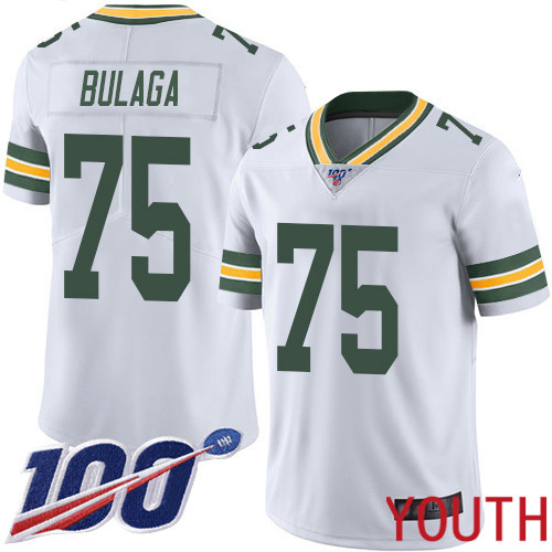 Green Bay Packers Limited White Youth #75 Bulaga Bryan Road Jersey Nike NFL 100th Season Vapor Untouchable